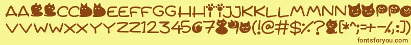 Quiet Meows Font – Brown Fonts on Yellow Background