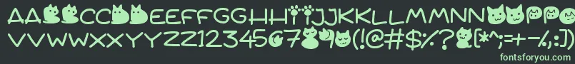 Quiet Meows Font – Green Fonts on Black Background