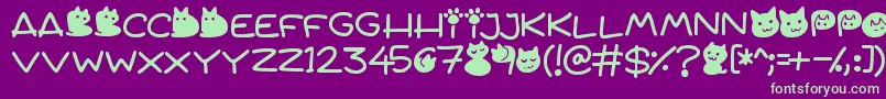 Quiet Meows Font – Green Fonts on Purple Background