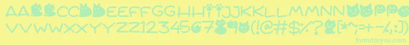 Quiet Meows Font – Green Fonts on Yellow Background