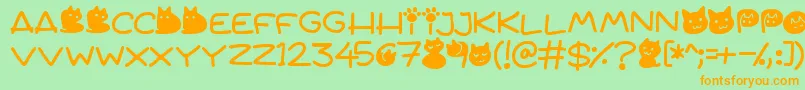 Quiet Meows Font – Orange Fonts on Green Background