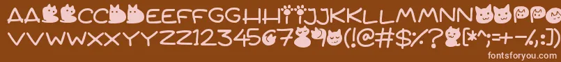 Quiet Meows Font – Pink Fonts on Brown Background