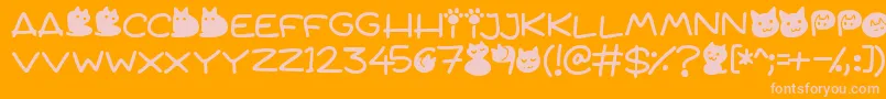 Quiet Meows Font – Pink Fonts on Orange Background