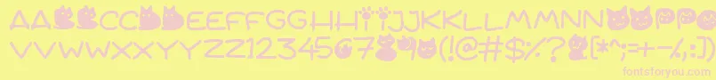 Quiet Meows Font – Pink Fonts on Yellow Background