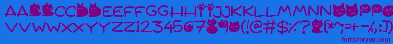 Quiet Meows Font – Purple Fonts on Blue Background