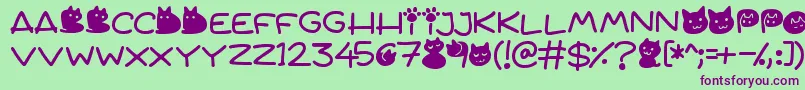 Quiet Meows Font – Purple Fonts on Green Background