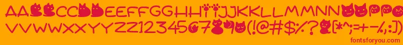 Fonte Quiet Meows – fontes vermelhas em um fundo laranja