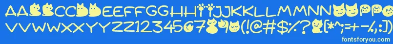 フォントQuiet Meows – 黄色の文字、青い背景