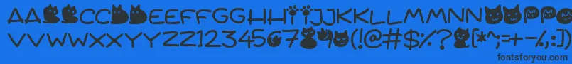 Quiet Meows-Schriftart – Schwarze Schriften auf blauem Hintergrund