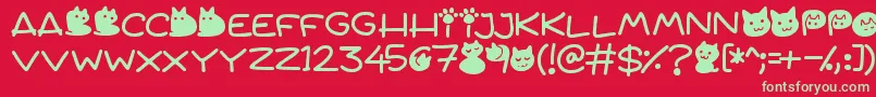 Quiet Meows Font – Green Fonts on Red Background