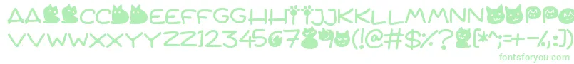 Quiet Meows-Schriftart – Grüne Schriften auf weißem Hintergrund