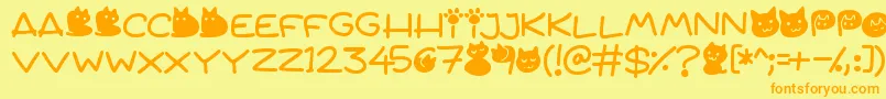 Quiet Meows Font – Orange Fonts on Yellow Background