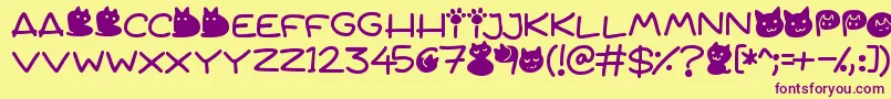 Quiet Meows Font – Purple Fonts on Yellow Background