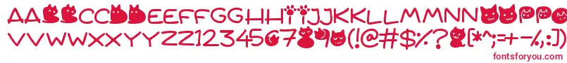 Quiet Meows Font – Red Fonts on White Background