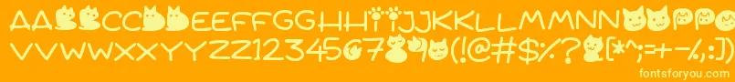 Quiet Meows Font – Yellow Fonts on Orange Background