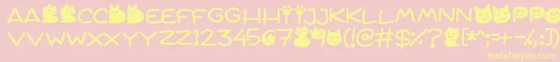 Quiet Meows Font – Yellow Fonts on Pink Background