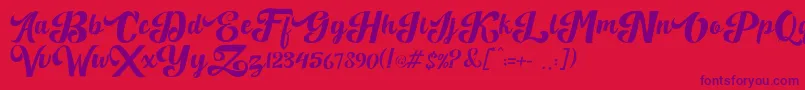Quillotha-Schriftart – Violette Schriften auf rotem Hintergrund