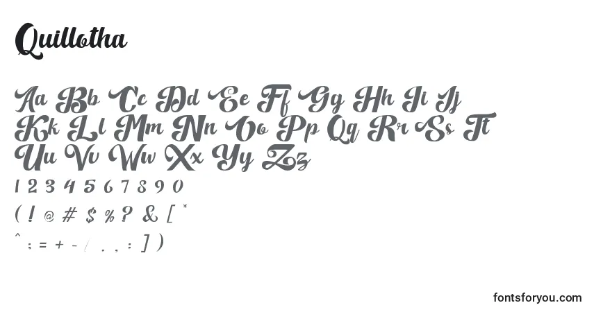 Czcionka Quillotha (137979) – alfabet, cyfry, specjalne znaki
