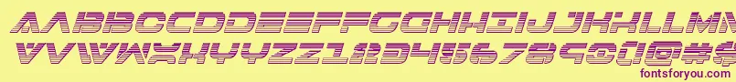 7thservicechromeital-Schriftart – Violette Schriften auf gelbem Hintergrund