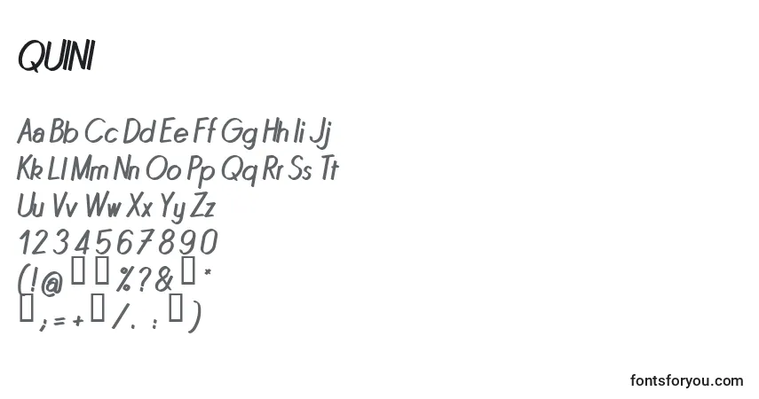 Czcionka QUINI    (137983) – alfabet, cyfry, specjalne znaki