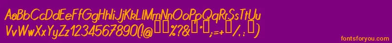 QUINI   -fontti – oranssit fontit violetilla taustalla