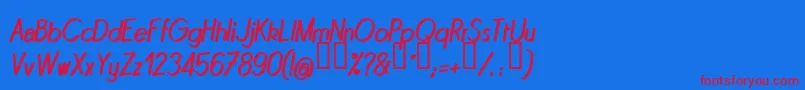QUINI   -fontti – punaiset fontit sinisellä taustalla