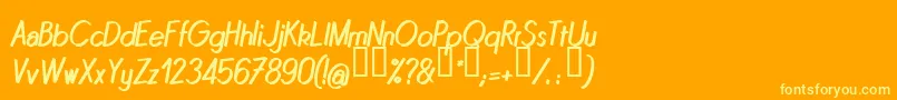 フォントQUINI    – オレンジの背景に黄色の文字