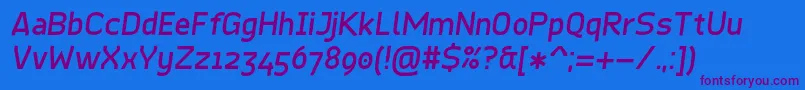QuinoneOblique Font – Purple Fonts on Blue Background