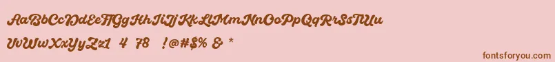 Quintal Script Bold Personal Use-Schriftart – Braune Schriften auf rosa Hintergrund