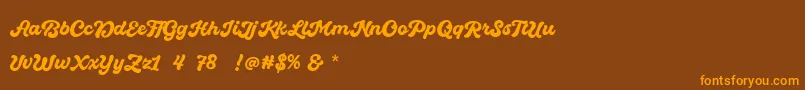 Quintal Script Bold Personal Use-fontti – oranssit fontit ruskealla taustalla