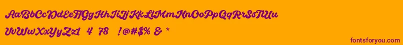 Quintal Script Bold Personal Use-Schriftart – Violette Schriften auf orangefarbenem Hintergrund