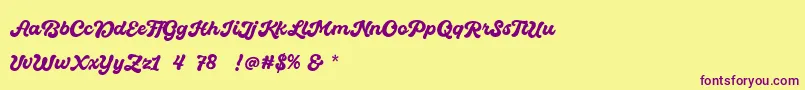 Quintal Script Bold Personal Use Font – Purple Fonts on Yellow Background