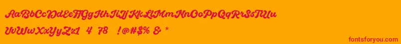Quintal Script Bold Personal Use Font – Red Fonts on Orange Background