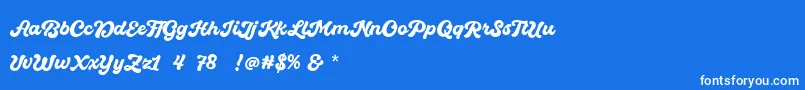 Quintal Script Bold Personal Use-Schriftart – Weiße Schriften auf blauem Hintergrund