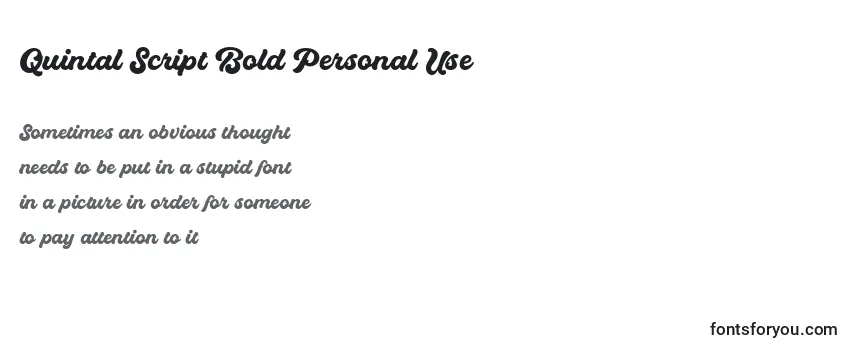 Review of the Quintal Script Bold Personal Use Font