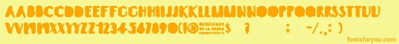 Quintanar de la Orden-Schriftart – Orangefarbene Schriften auf gelbem Hintergrund