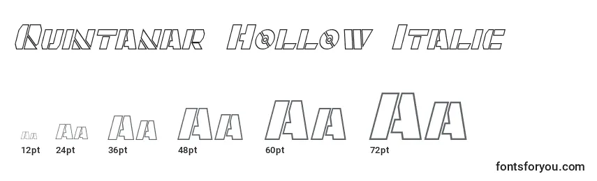 Размеры шрифта Quintanar Hollow Italic
