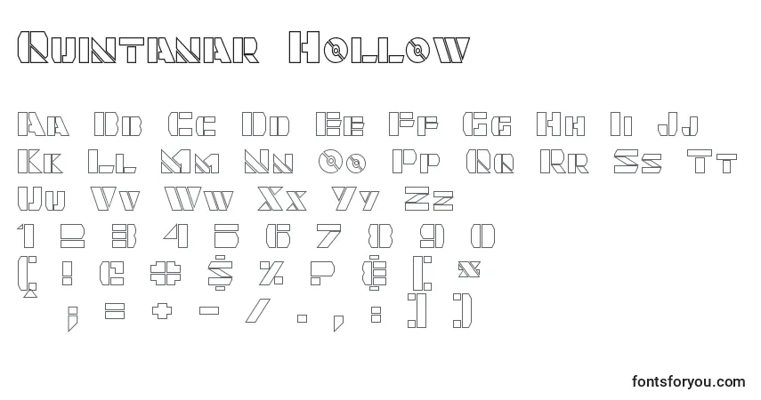 A fonte Quintanar Hollow – alfabeto, números, caracteres especiais
