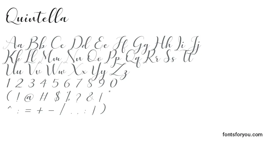 A fonte Quintella – alfabeto, números, caracteres especiais