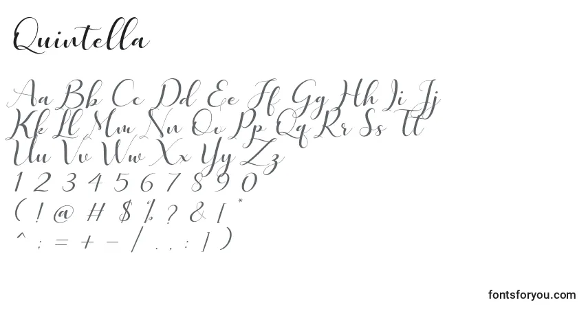 A fonte Quintella (137997) – alfabeto, números, caracteres especiais