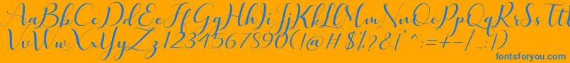 Quintella-Schriftart – Blaue Schriften auf orangefarbenem Hintergrund