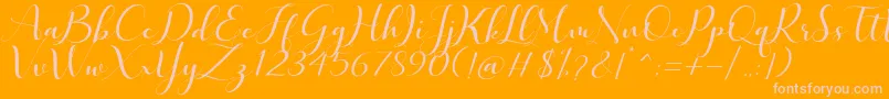 Quintella-Schriftart – Rosa Schriften auf orangefarbenem Hintergrund