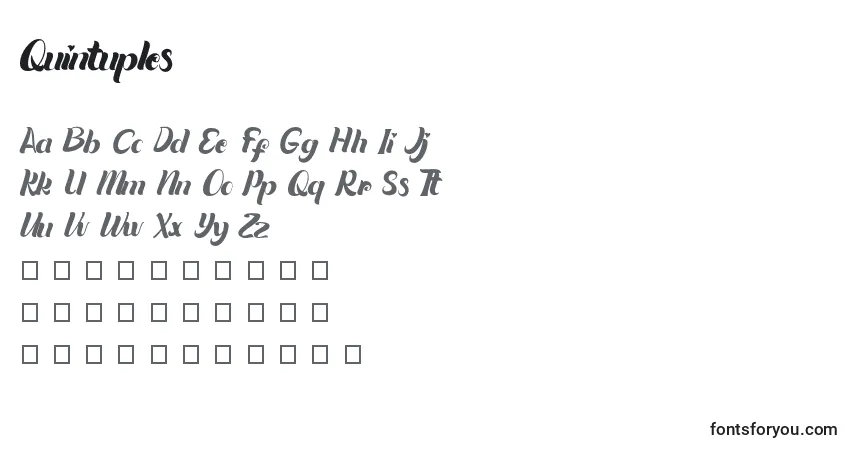 Fuente Quintuples - alfabeto, números, caracteres especiales