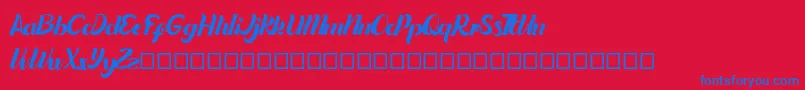 フォントQuintuples – 赤い背景に青い文字