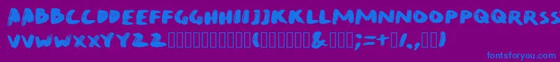 QuirkBrushBig-Schriftart – Blaue Schriften auf violettem Hintergrund