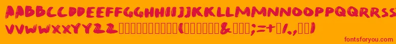Czcionka QuirkBrushBig – czerwone czcionki na pomarańczowym tle