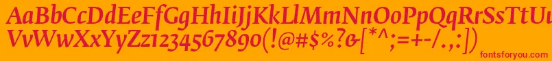 Czcionka FedraserifbproMediumitalic – czerwone czcionki na pomarańczowym tle