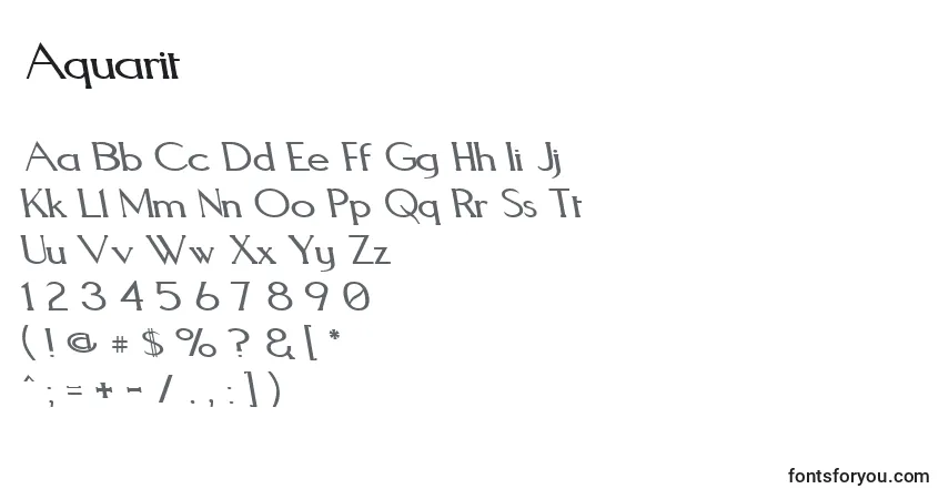 characters of aquarit font, letter of aquarit font, alphabet of  aquarit font