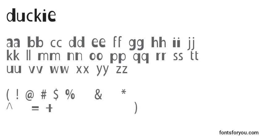 characters of duckie font, letter of duckie font, alphabet of  duckie font