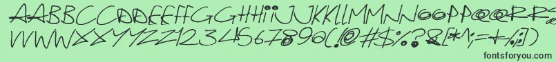 Fonte Quirky Cat Italic – fontes pretas em um fundo verde